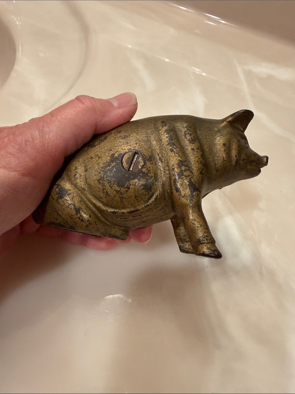 Vintage Cast Iron Bronze/Gold Piggy Bank - Picture 4 of 5